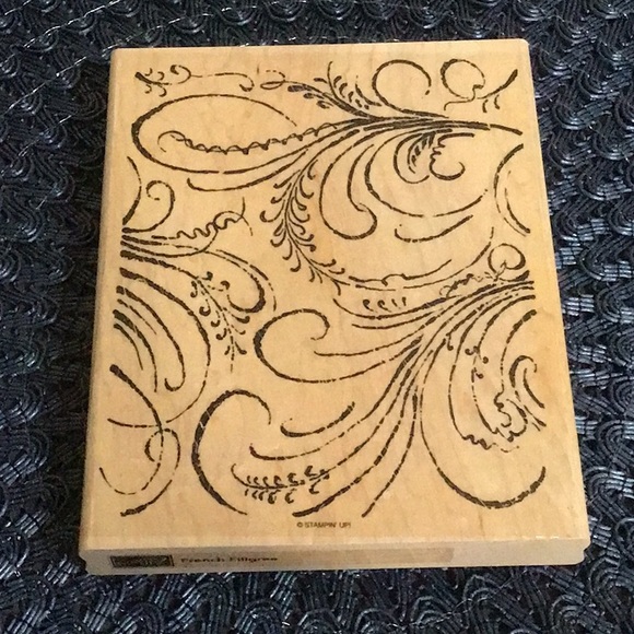 XLarge 6”x5” Stampin’ Up! French Filigree Background Stamp - Picture 1 of 2